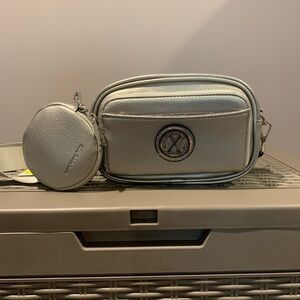 Christian Lacroix Pewter Camera Bag with Mini Zip New with Tags